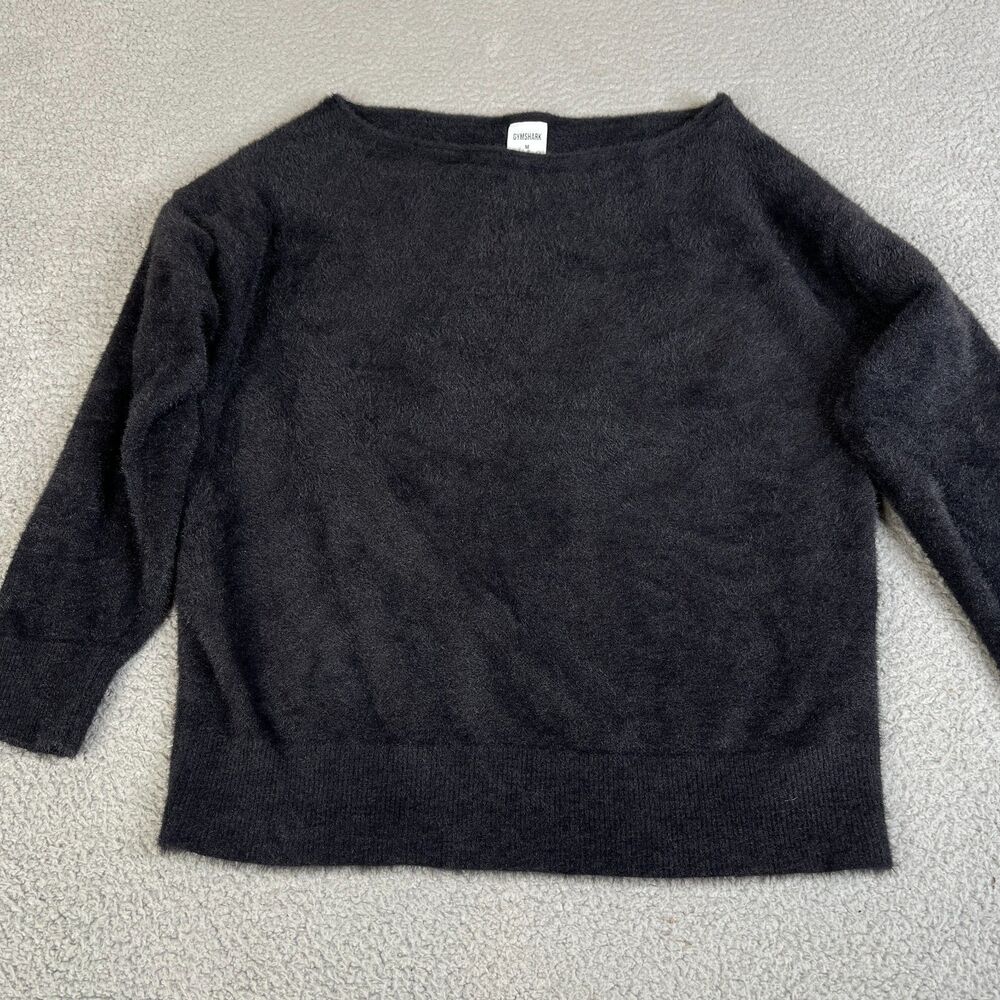 GYMSHARK  x Whitney Simmons Sweater Womens M Black Oversized Eyelash Knit Fuzzy